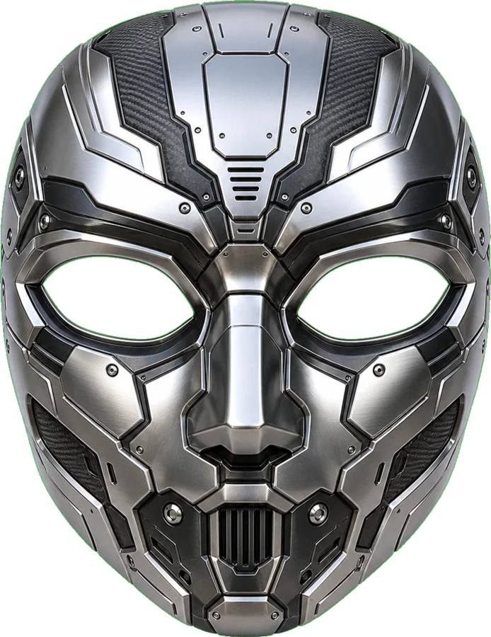 Chrome robot face filter mask